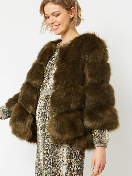 Green Faux Fur Ella Coat-0