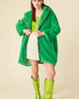 Green Faux Fur Sequins Trim Hooded Maxi Coat-0