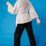 Grey Faux Fur Kimono Jacket-1