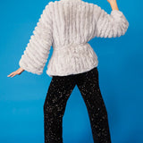 Grey Faux Fur Kimono Jacket-3