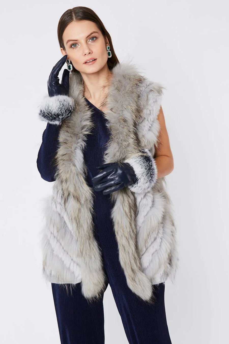 Winter Monaco — Grey Fox And Coney Fur Gilet Grey Coat or Jacket