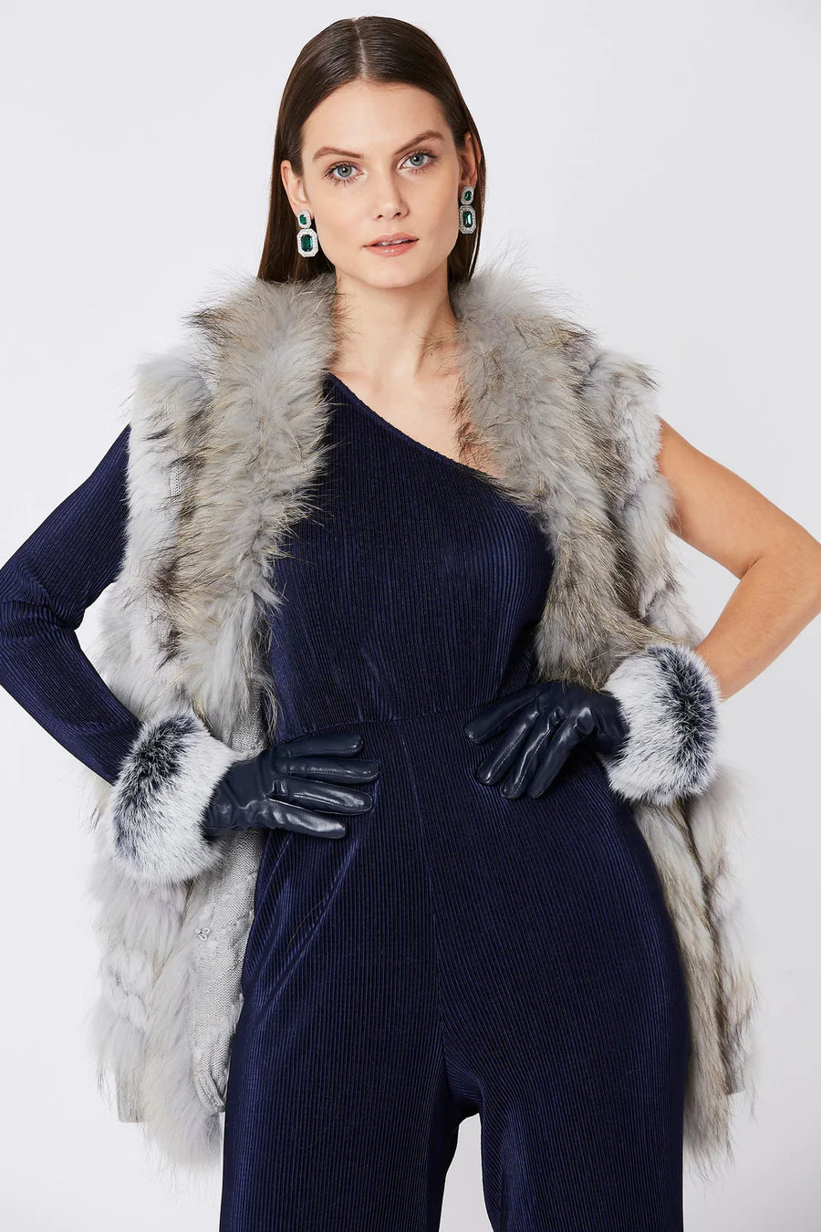 Winter Monaco — Grey Fox And Coney Fur Gilet Grey Coat or Jacket, alternate view 2