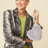 Grey Faux Fur Love Heart Micro Bag-0
