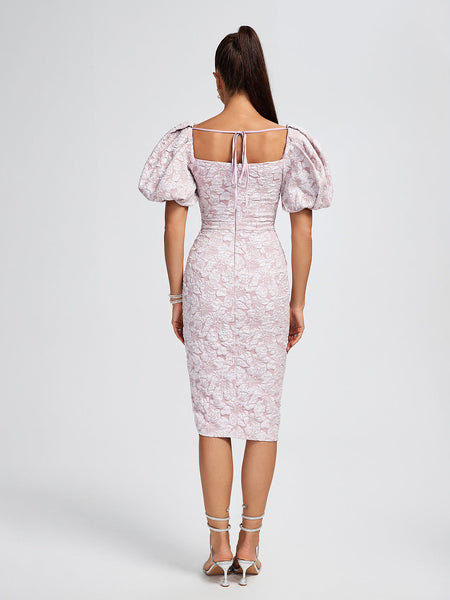Rose Jacquard Mid-Thigh and Short Evening Dress
