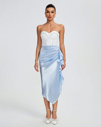 Aurelia Fontaine — White Lace Bustier Midi Draped Dress, alternate view 5