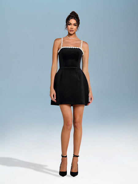 Online A-Line Bandage Dress Adorned with Pearls for Sophisticated Elegance