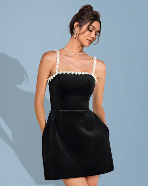 Online A-Line Bandage Dress Adorned with Pearls for Sophisticated Elegance