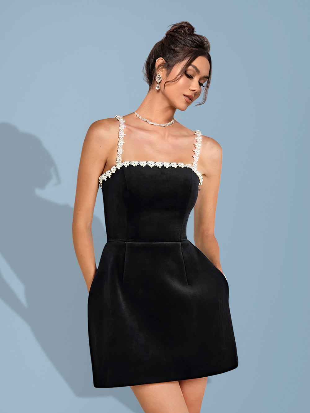 Desirée Bellamy — Online A-Line Bandage Dress Adorned with Pearls for Sophisticated Elegance, alternate view 2