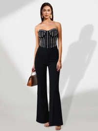 Paloma Delacroix — Beaded Ball Overall with Elephant Legs for a Chic and Trendy Style Black Women's…