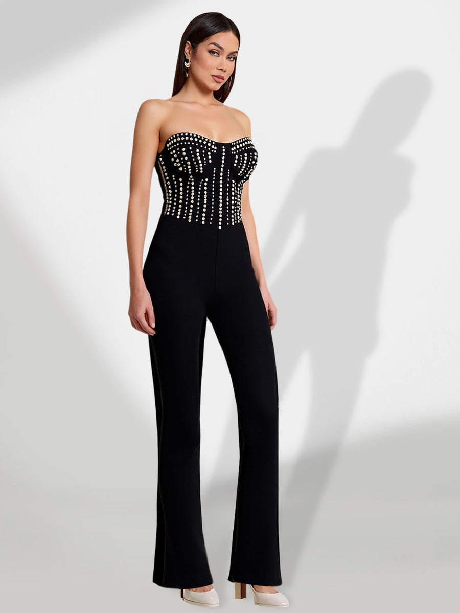 Paloma Delacroix — Beaded Ball Overall with Elephant Legs for a Chic and Trendy Style Black Women's…, alternate view 2