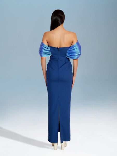 Beaded bandage dress with plunging neckline