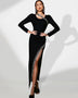 Elegant Crystal-Embellished High Slit Bandage Dress for a Stunning Look