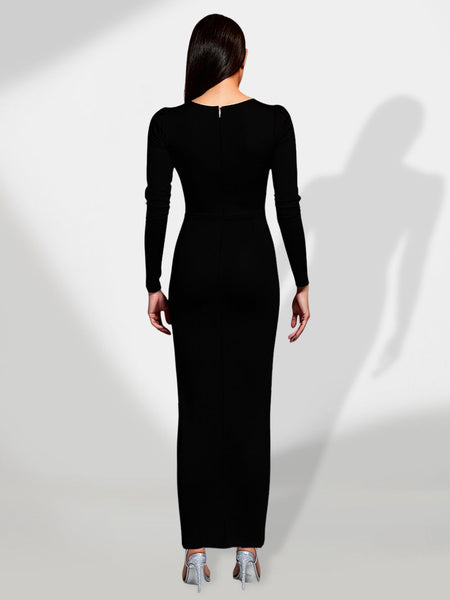 Elegant Crystal-Embellished High Slit Bandage Dress for a Stunning Look