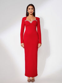 Perrin Rousseau — Elegant long dress with rhinestone stripes for a glamorous and sophisticated look, alternate view 6