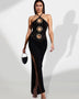 Bandage Nail Bead Dress with Encircling Details and Transparent Effect