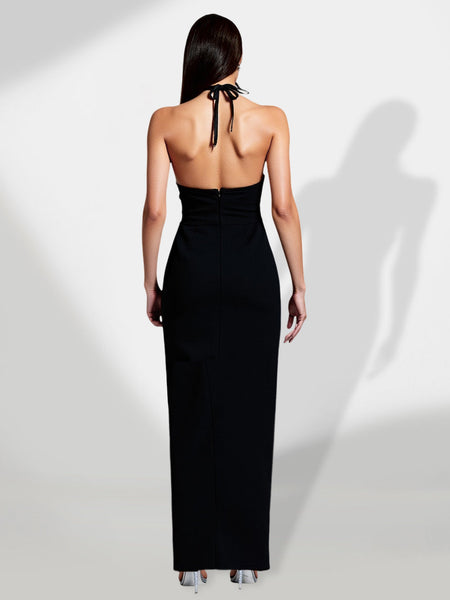 Bandage Nail Bead Dress with Encircling Details and Transparent Effect