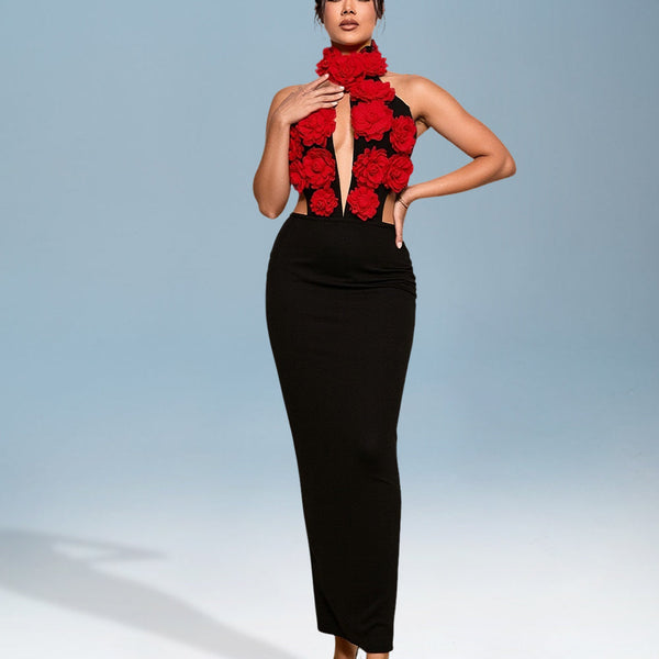 3D Flower-Shaped Cutout Bandage Dress for a Stunning Look