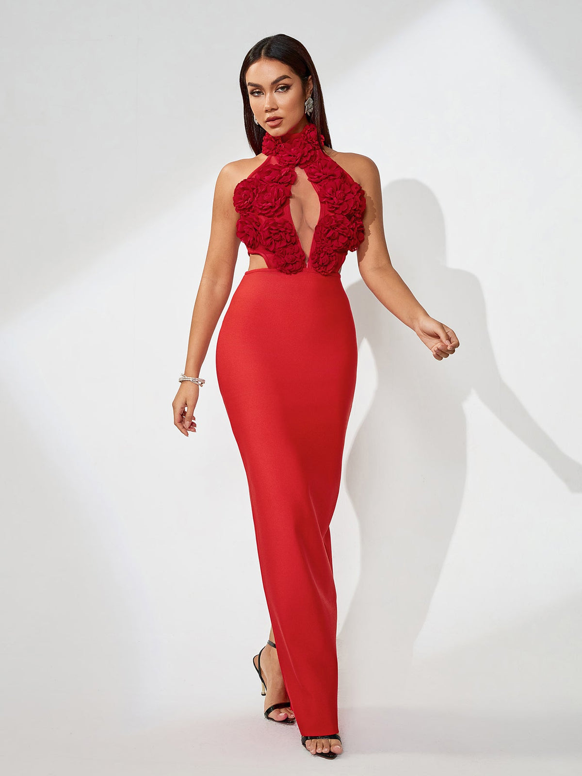 Lavinia Bellamy — 3D Floral Maxi Dress in Breathable Lace, alternate view 4
