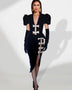 Midi Velvet Set with Sparkling Rhinestone Bow Tie