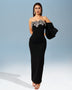 Asymmetrical Flower and Beaded Wrap Dress