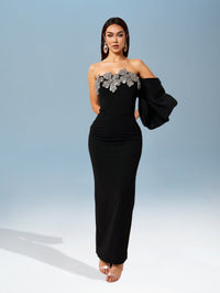 Sylvie Bellamy — Asymmetrical Flower and Beaded Wrap Dress