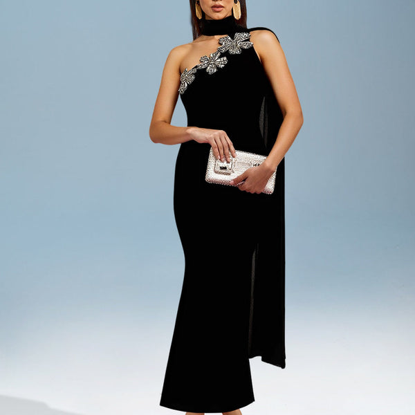 Elegant off-the-shoulder mermaid dress with bandage belt