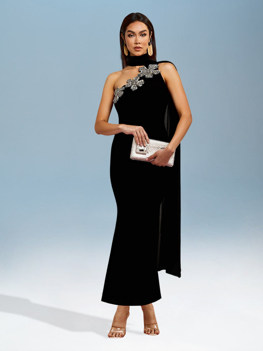 Roxanne Bellamy — Elegant off-the-shoulder mermaid dress with bandage belt