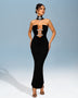 Vintage Ornamental Bandage Dress with Elegant Fishtail Buckle