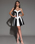 Black and white A-line bandage dress for a chic and elegant look