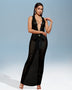 Long net maxi dress with a low cut for an elegant and sophisticated style