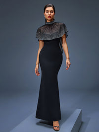 Blaise Rousseau — Long Tulle Dress with Pearl Cape