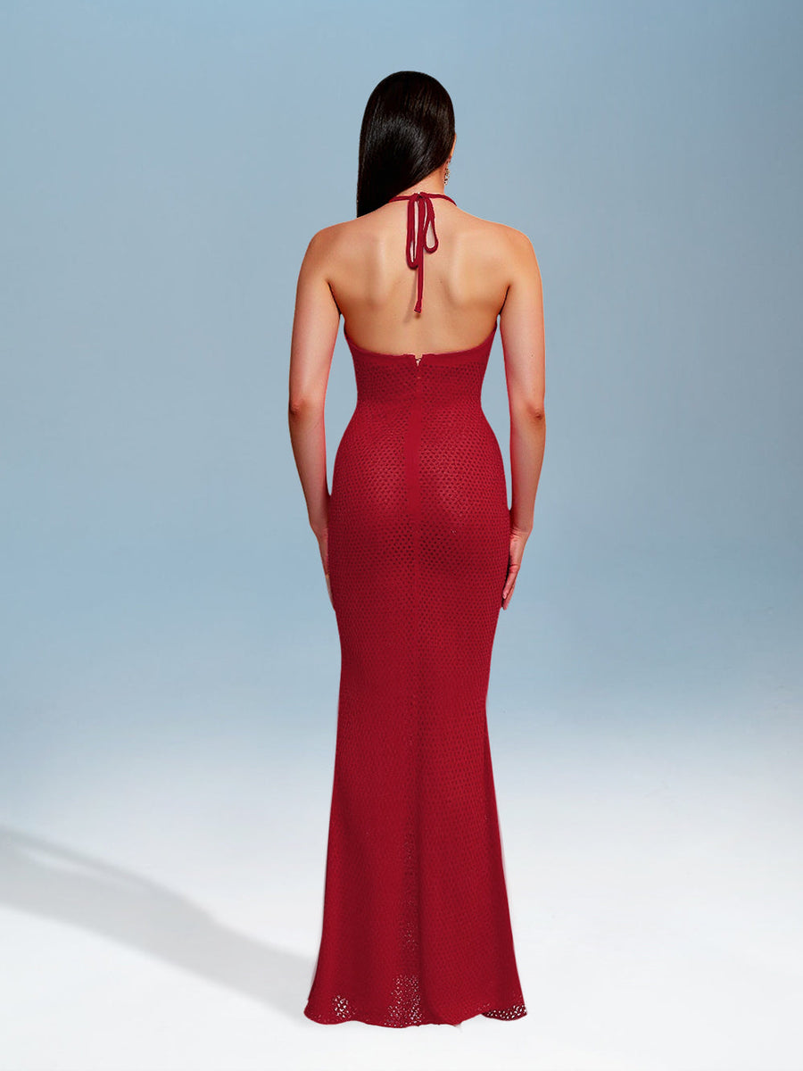 3D Floral Knit Dress with Glittering Rhinestones