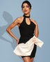 Contrast Design Band Dress with Sewing Tape