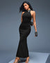 Crisscross crystal-embellished bandage dress with open back
