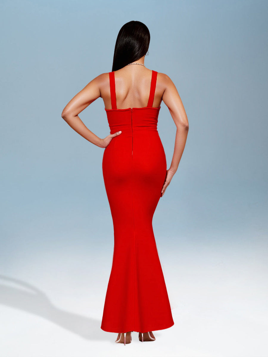Backless mermaid-style bandage dress