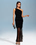 Layered fringe bandage long dress for an elegant and sophisticated look