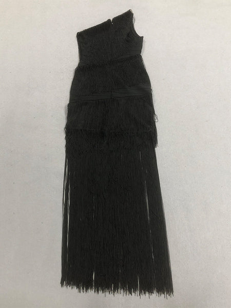 One Shoulder Tassels Bandage Dress