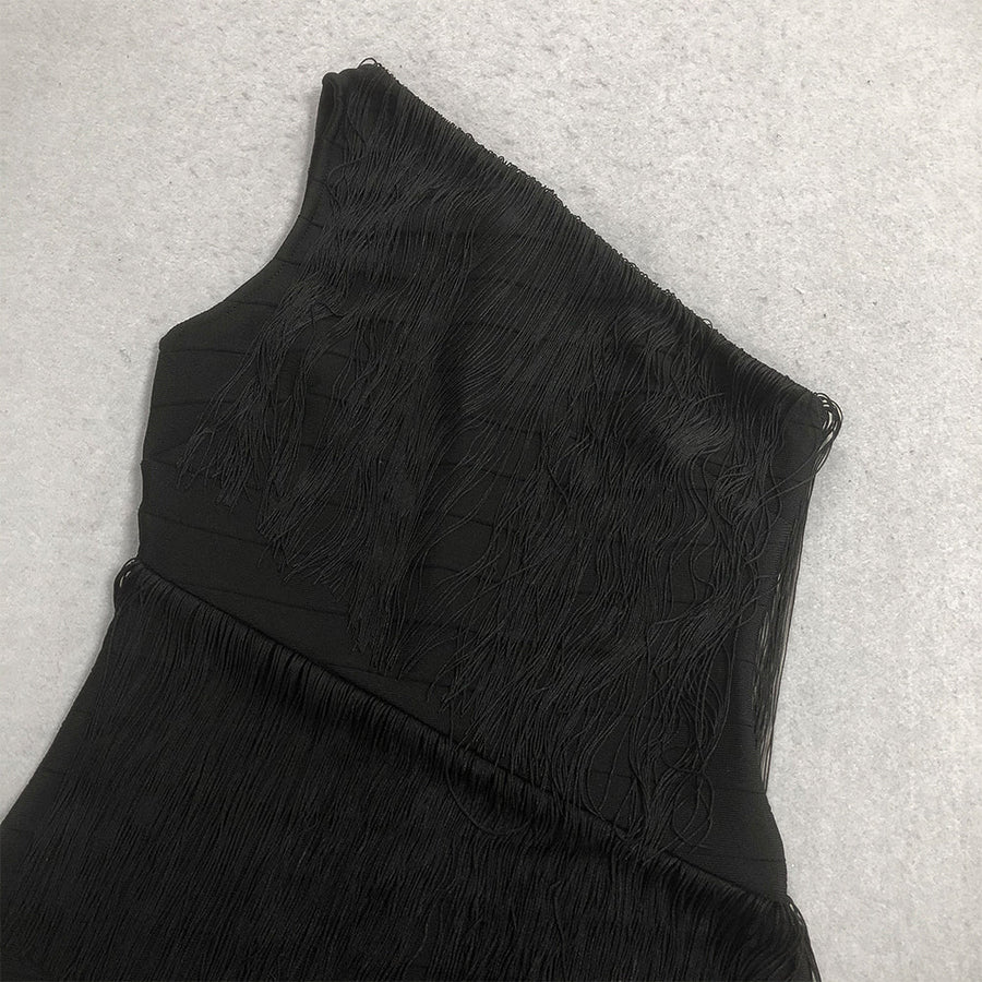 One Shoulder Tassels Bandage Dress
