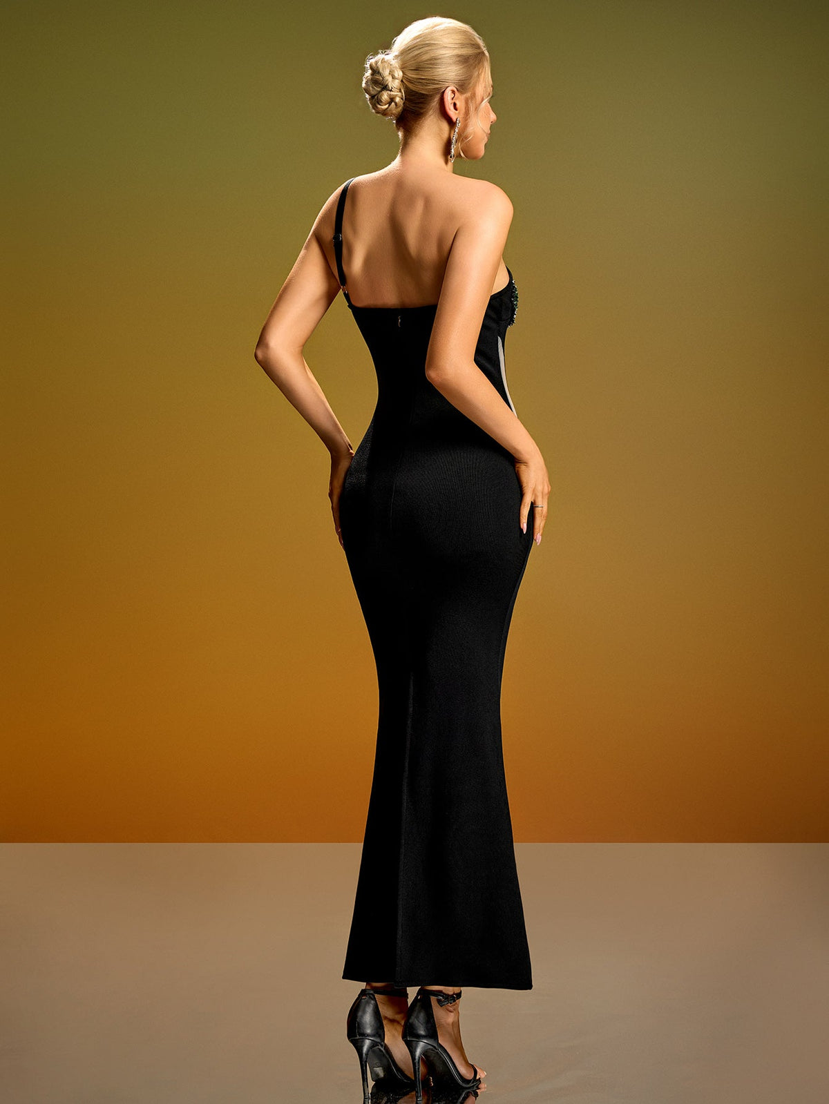 Solène Fontaine — Emerald Whisper Black Maxi Dress, alternate view 4