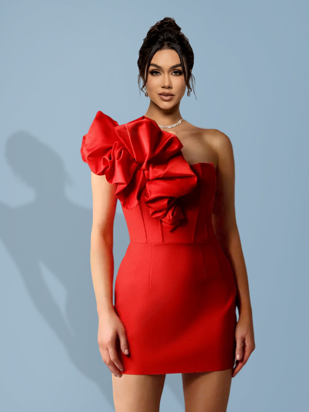 Natalia Bellamy — Mini Dress with Exaggerated Ruffles and Fitted Band, alternate view 3