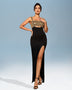 Bandage Dress with Side Slit and Beads for a Stylish Touch