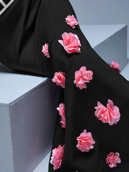 Strapless Bandage Mermaid Dress with Flowers for Floral Elegance