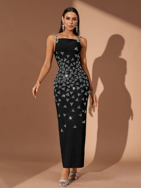 Crystal Triangle Embellished Bandage Dress