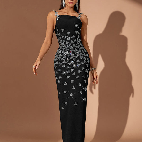 Crystal Triangle Embellished Bandage Dress
