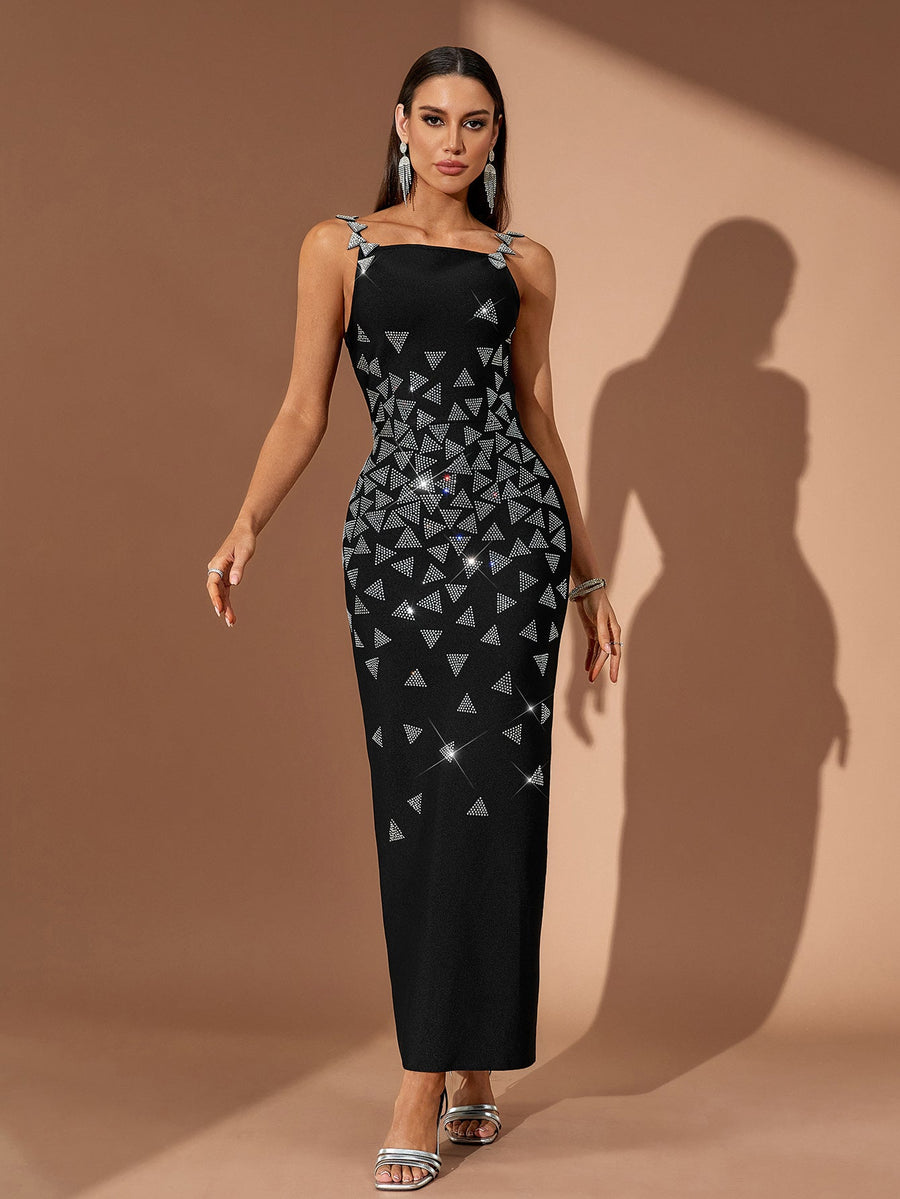 Valentina Rivière — Crystal Triangle Embellished Bandage Dress