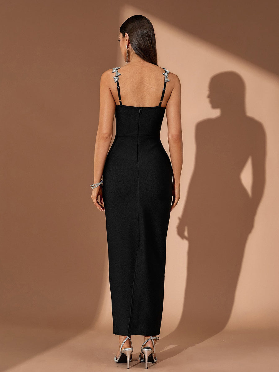 Crystal Triangle Embellished Bandage Dress
