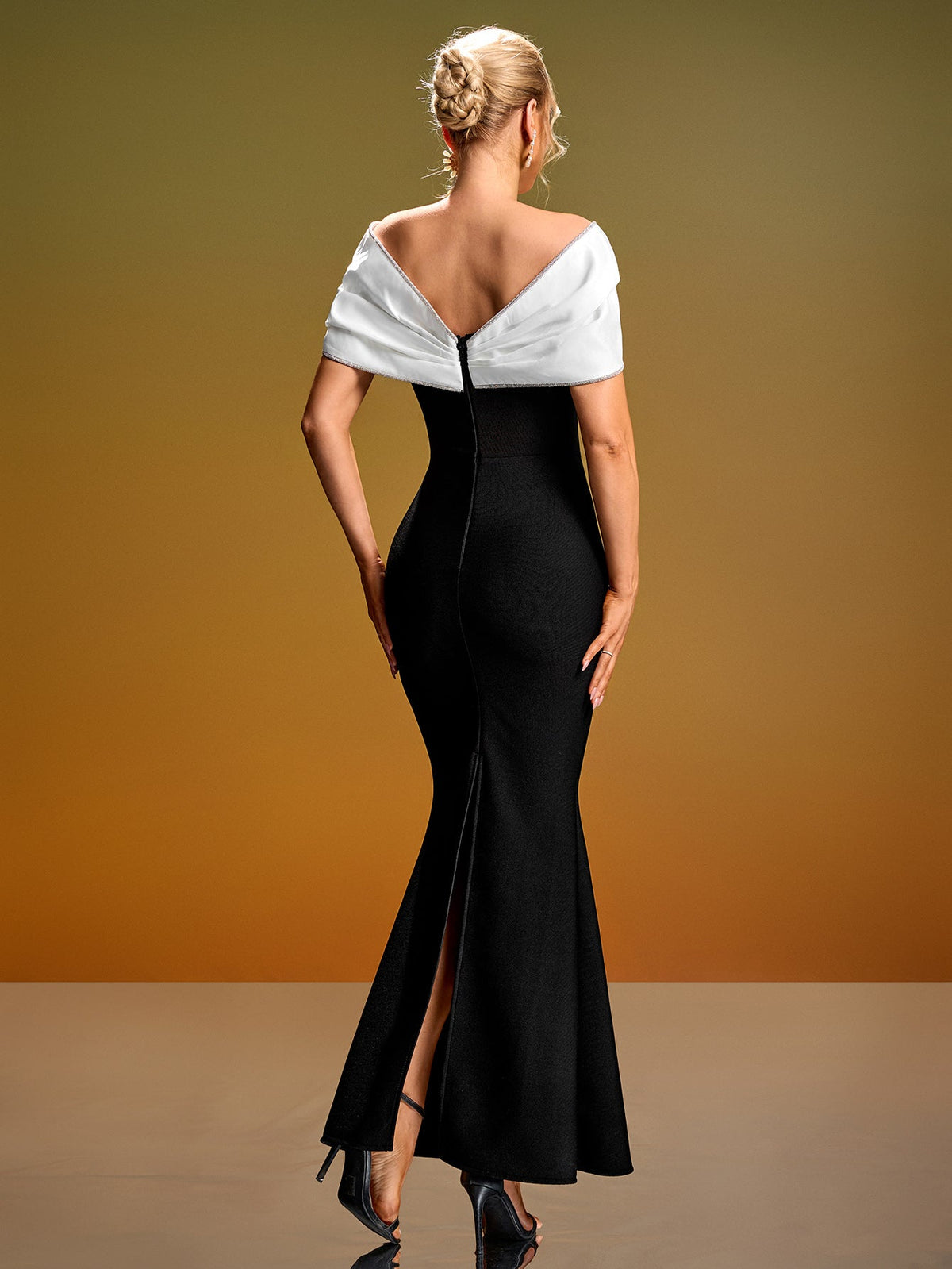 Sabine Fontaine — Empress Aurelia Black White Formal Evening Gown, alternate view 4