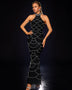 Halter Pearl Chain Web Bandage Dress