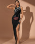 Pearl Embroidered Face-motif Bandage Dress