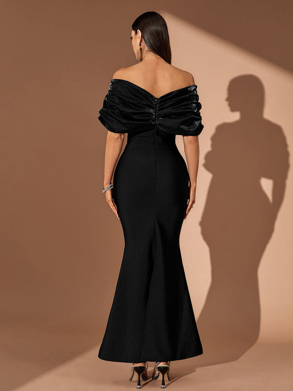 Off Shoulder Crystal Bandage Fishtail Dress
